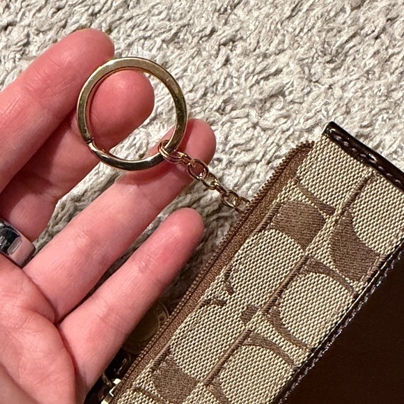 COACH | Brown and Tan Signature Key Zip Pouch - Picture 5 of 11